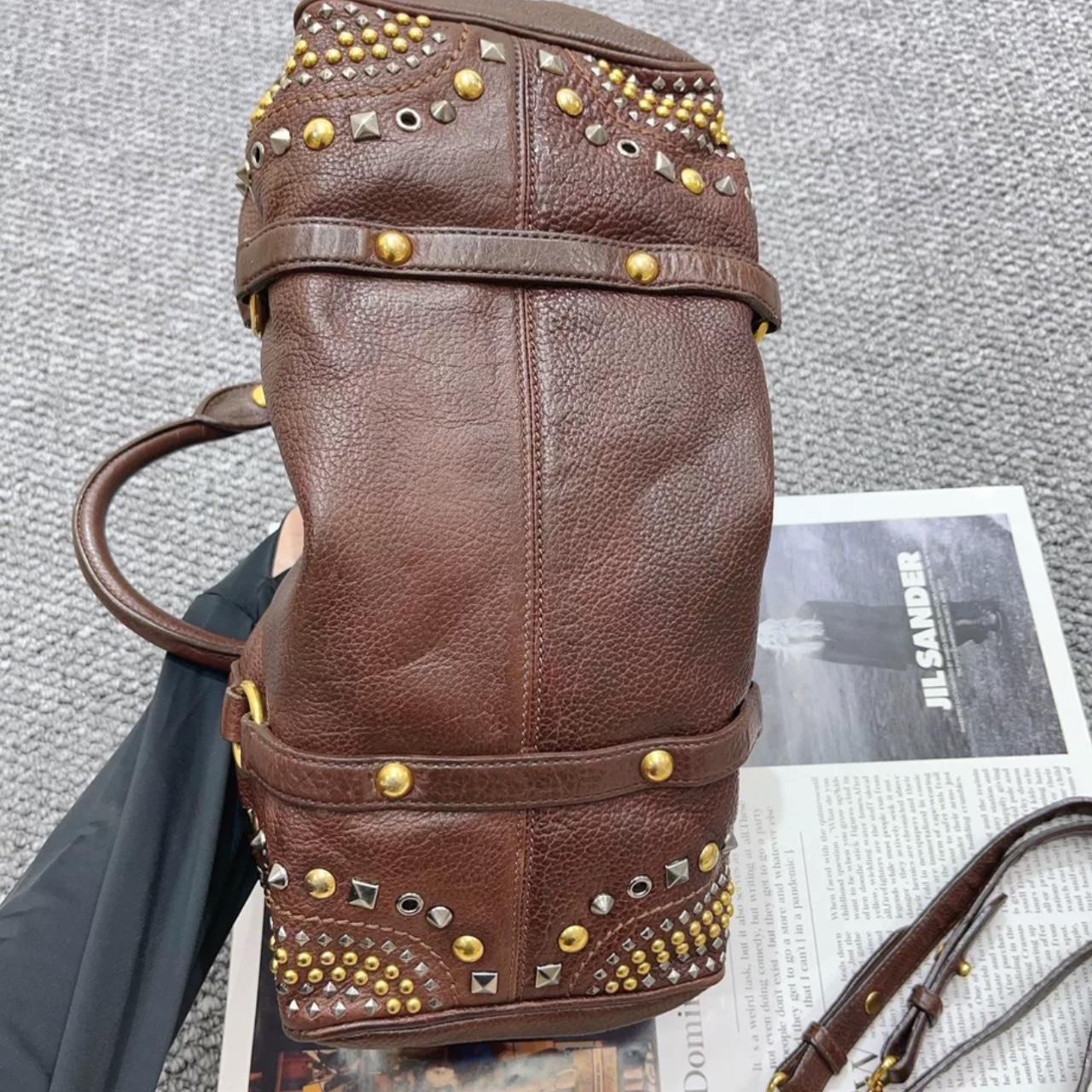 Vintage Miu Miu Brown Rivet Shoulder Bag
