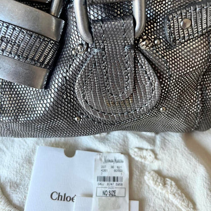 Very Rare Authentic Limited Edition Silver Lizard Chloé Paddington Bag – Silver Hardware