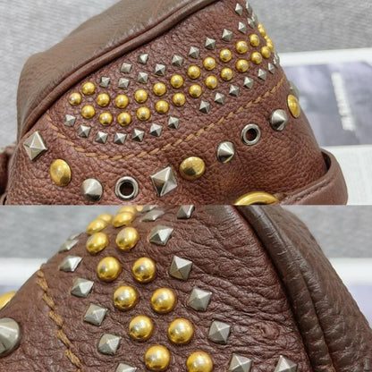 Vintage Miu Miu Brown Rivet Shoulder Bag