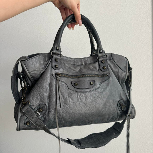 Authentic Balenciaga Classic City Bag – Grey (Medium Size)
