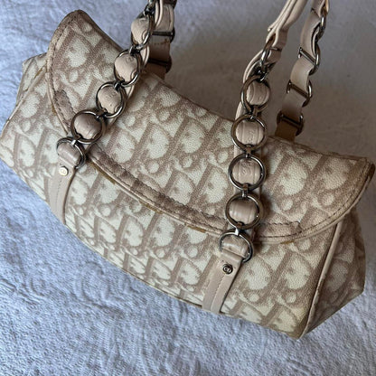 Authentic Beige Christian Dior Romantique Bag – Silver Hardware