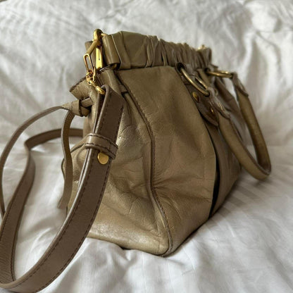 Miu Miu Vitello Shine Sabbia Bag