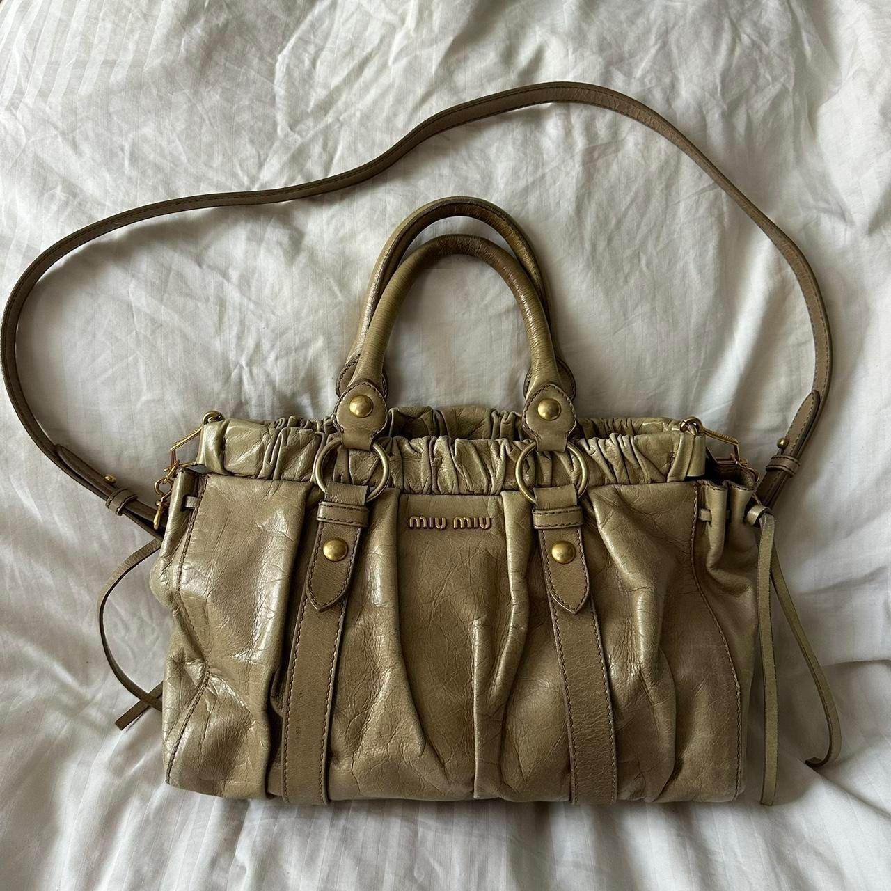 Miu Miu Vitello Shine Sabbia Bag