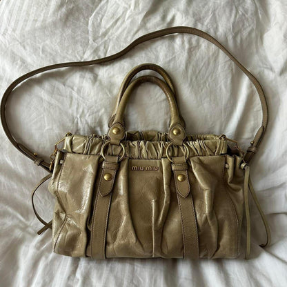 Miu Miu Vitello Shine Sabbia Bag