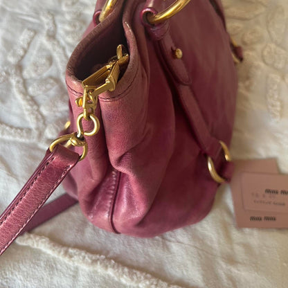 Authentic Miu Miu Pink Leather Bag – Gold Hardware, Removable Strap