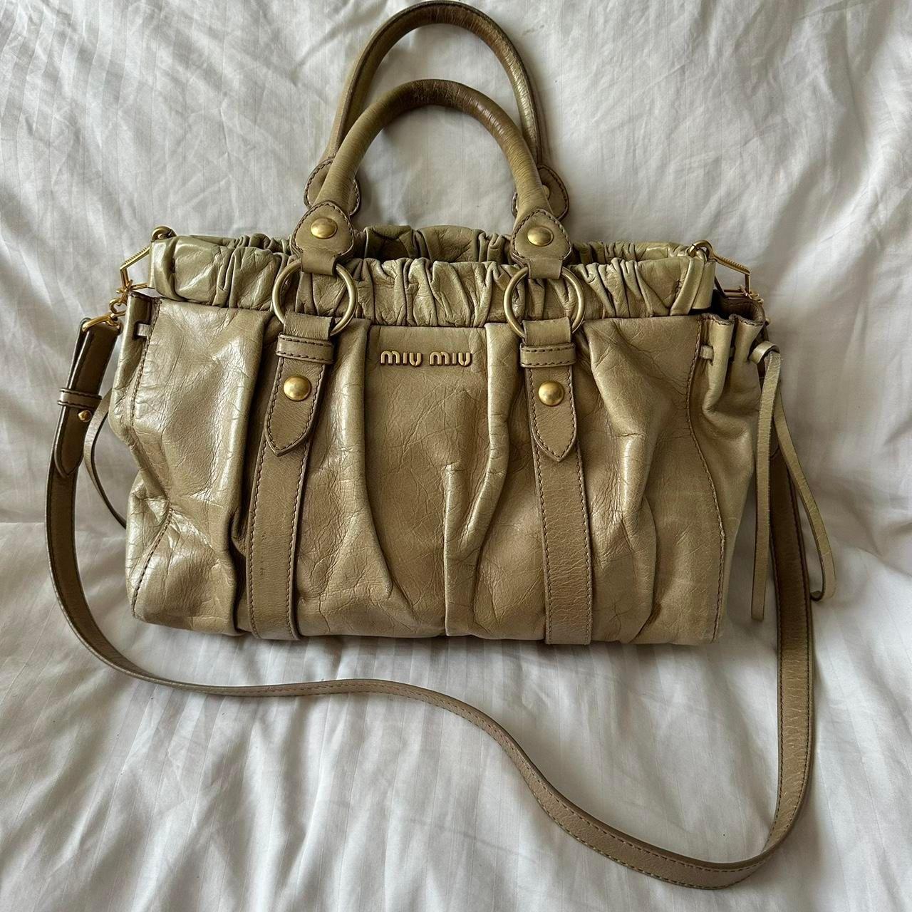 Miu Miu Vitello Shine Sabbia Bag