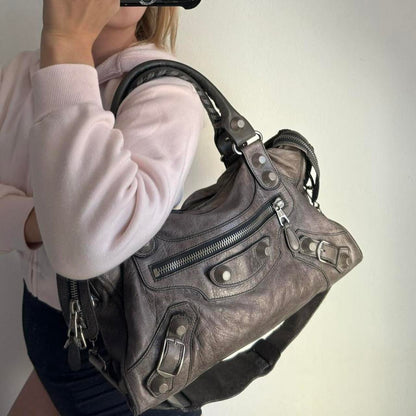 Authentic Balenciaga City Bag Giant In Faded Grey