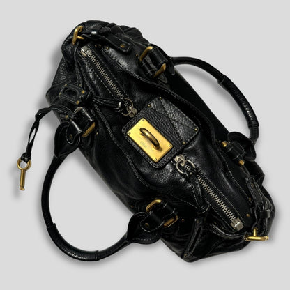 CHLOÉ Paddington Bag  Black Leather With Gold Lock Hardware