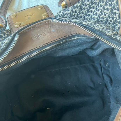 Authentic Chloé Paddington Bag – Light Brown Tweed with Gold Hardware