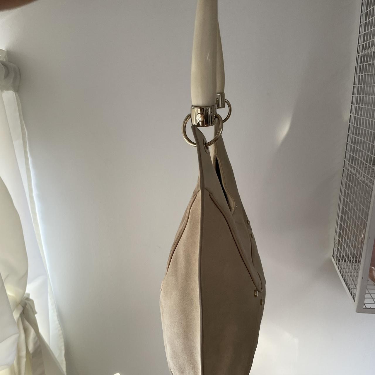 Rare Yves Saint Laurent Beige Suède Leather Double Horn Mombasa Shoulder Bag.