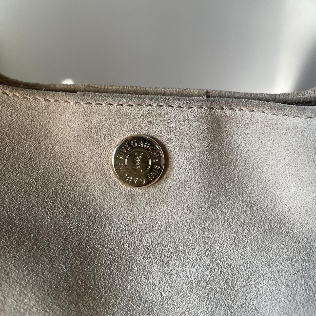 Rare Yves Saint Laurent Beige Suède Leather Double Horn Mombasa Shoulder Bag.