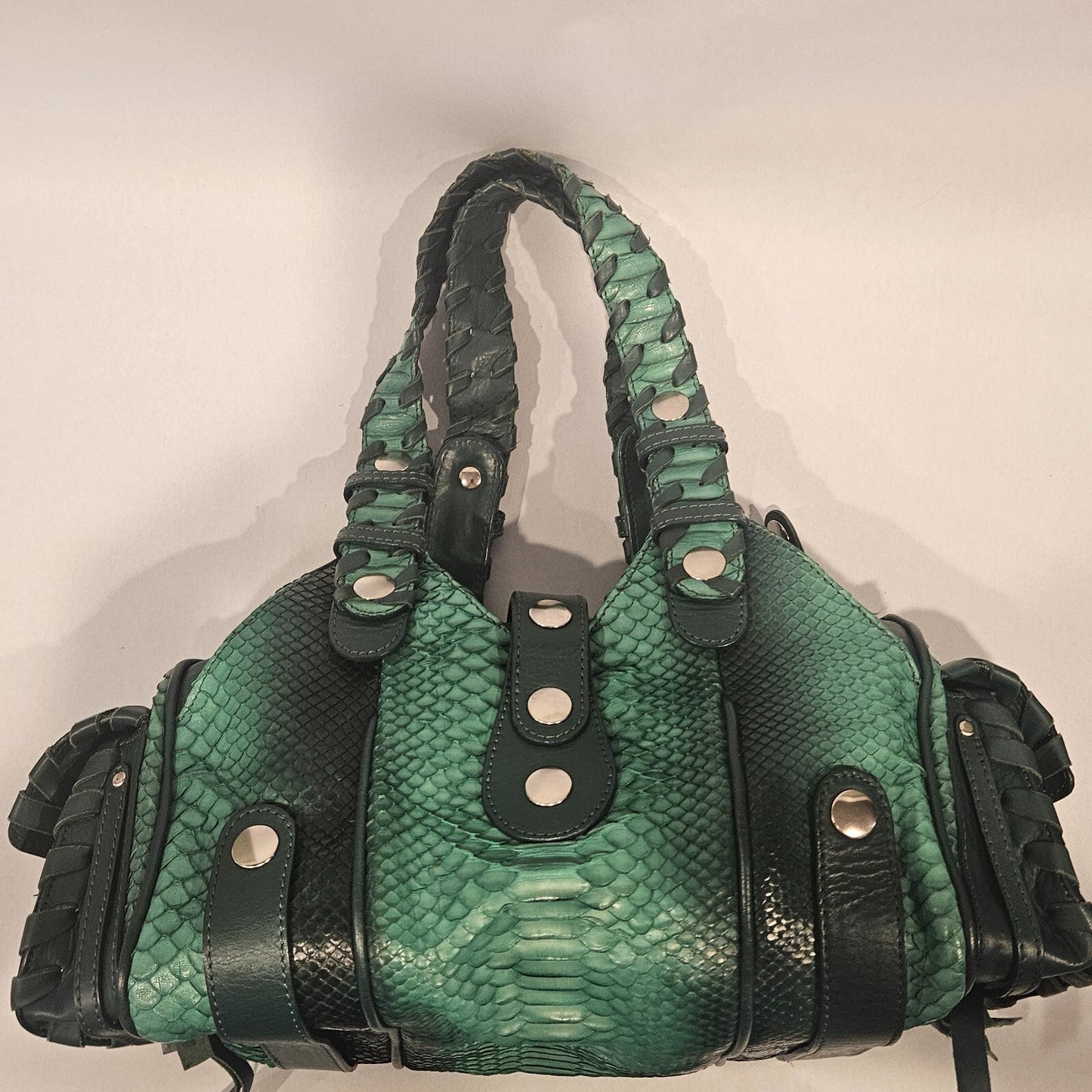 Authentic Vintage Chloe Python Leather Silverado Bag Green Rare Find