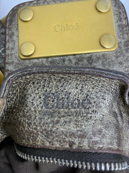 💎 Pre-owned Chloé Brown Leather Metallic Paddington Shoulder Bag – 14" x 7" 💎