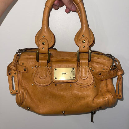 Authentic Chloe Paddington Tan Leather Bag With Key Missing Lock Vintage