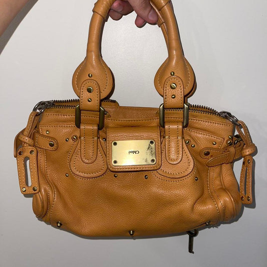 Authentic Chloe Paddington Tan Leather Bag With Key Missing Lock Vintage