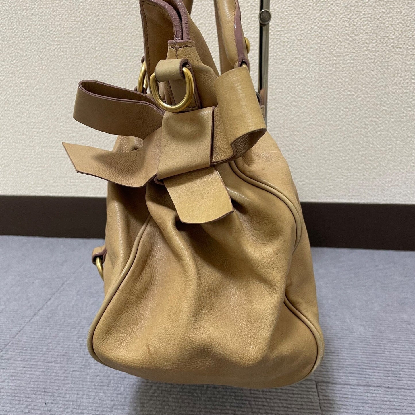 Authentic Miu Miu Brown Leather 2-Way Shoulder Bag Mint Condition
