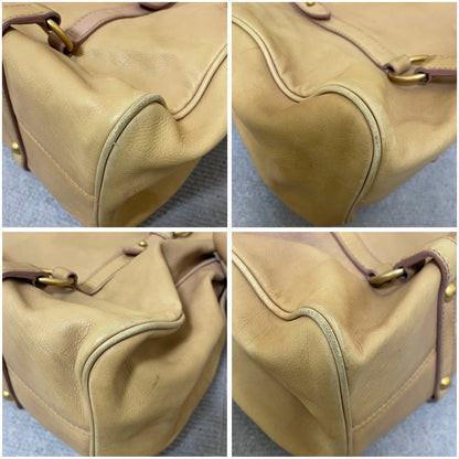 Authentic Miu Miu Brown Leather 2-Way Shoulder Bag Mint Condition
