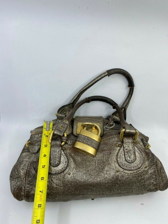 💎 Pre-owned Chloé Brown Leather Metallic Paddington Shoulder Bag – 14" x 7" 💎