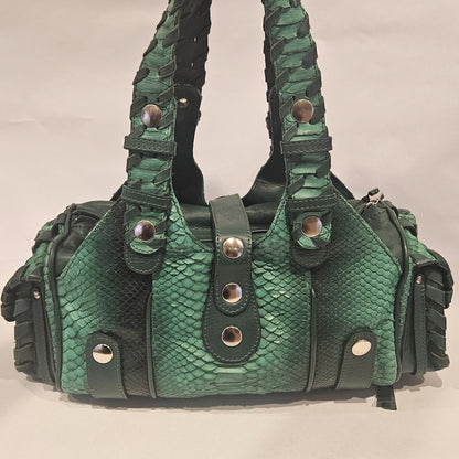 Authentic Vintage Chloe Python Leather Silverado Bag Green Rare Find