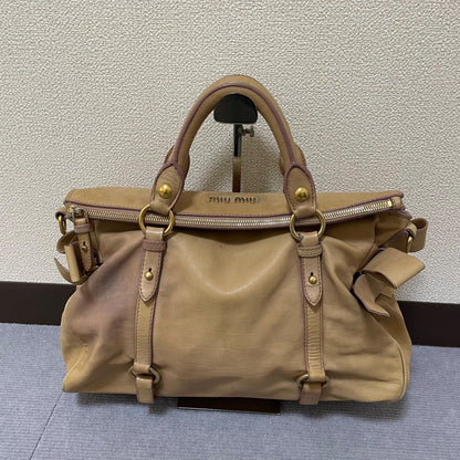Authentic Miu Miu Brown Leather 2-Way Shoulder Bag Mint Condition