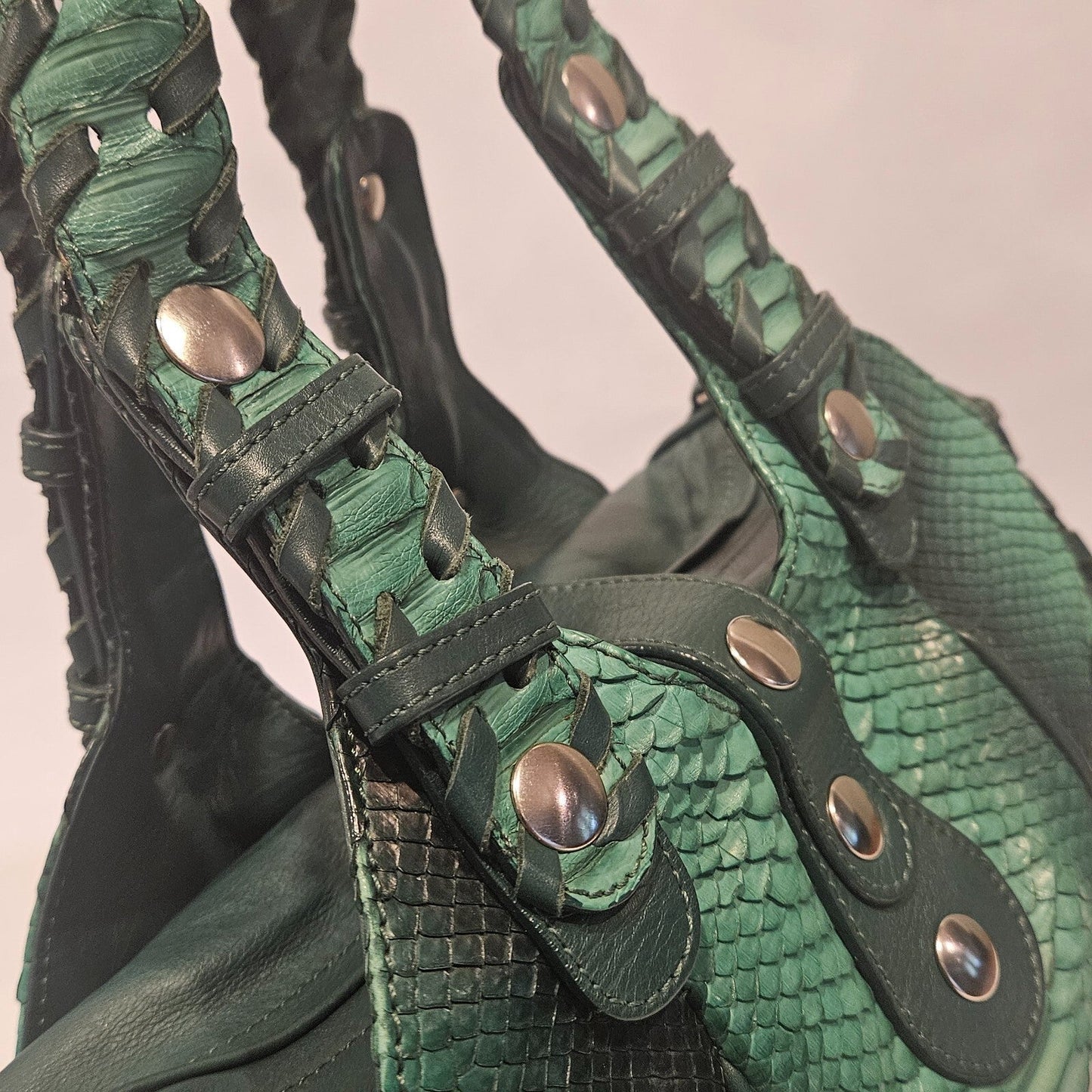 Authentic Vintage Chloe Python Leather Silverado Bag Green Rare Find
