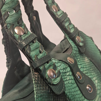 Authentic Vintage Chloe Python Leather Silverado Bag Green Rare Find