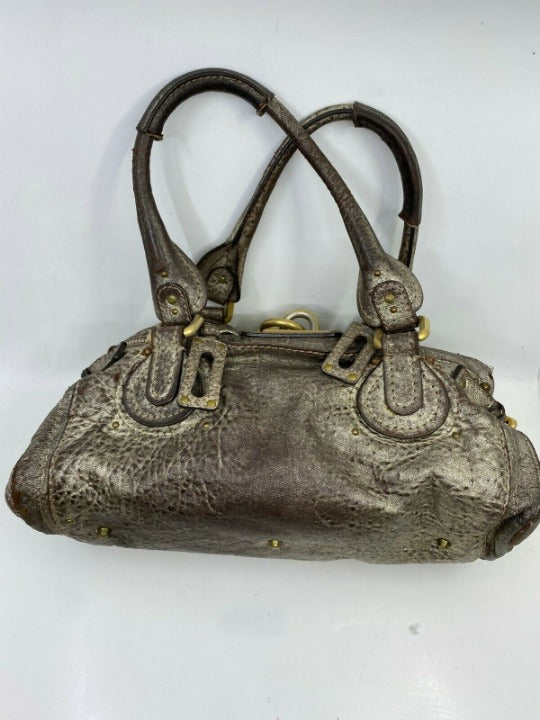 💎 Pre-owned Chloé Brown Leather Metallic Paddington Shoulder Bag – 14" x 7" 💎