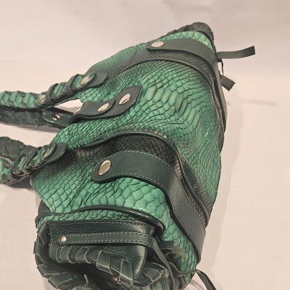 Authentic Vintage Chloe Python Leather Silverado Bag Green Rare Find