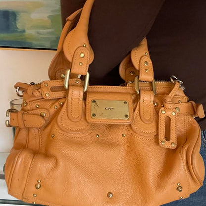 Authentic Chloe Paddington Tan Leather Bag With Key Missing Lock Vintage