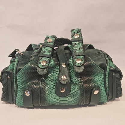 Authentic Vintage Chloe Python Leather Silverado Bag Green Rare Find