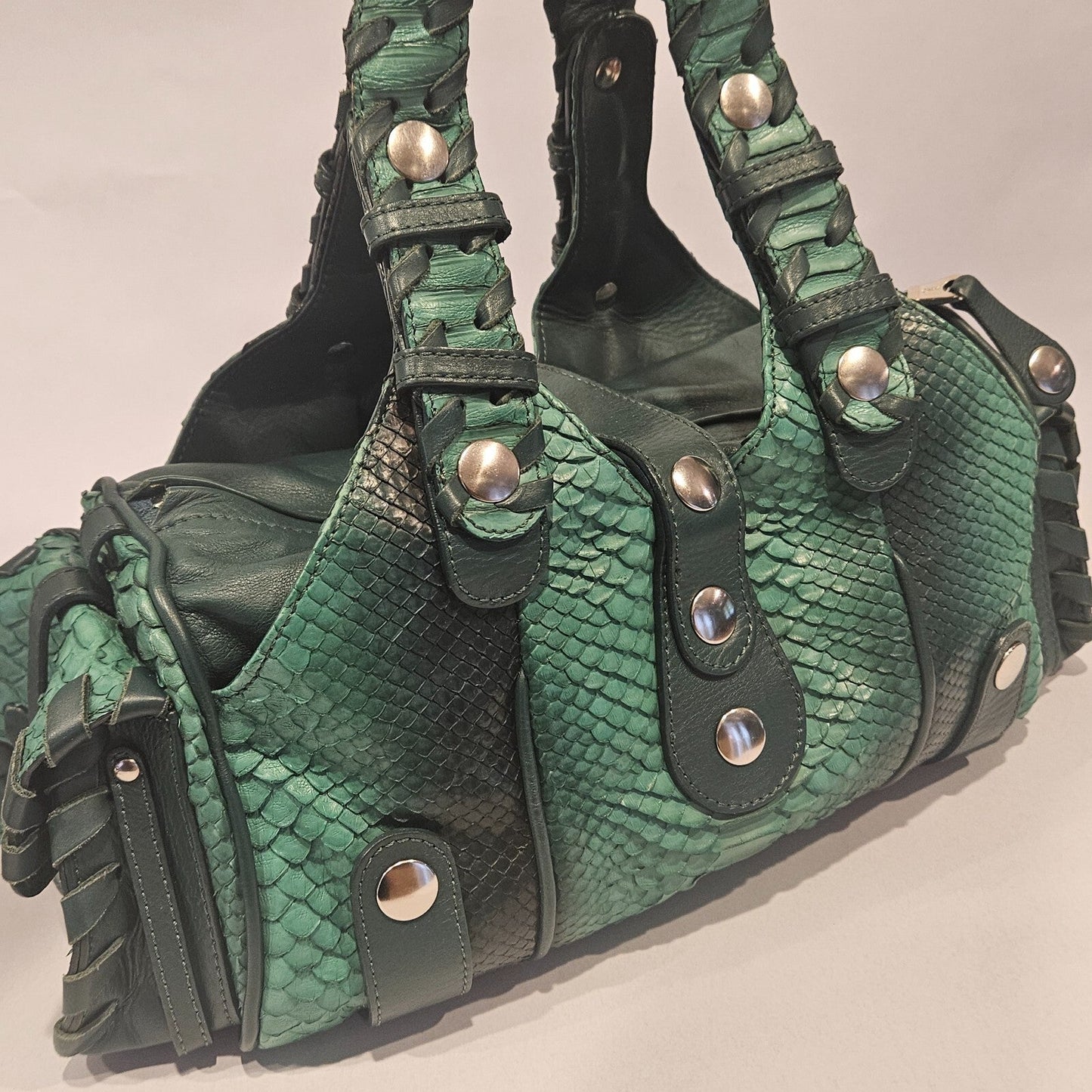 Authentic Vintage Chloe Python Leather Silverado Bag Green Rare Find