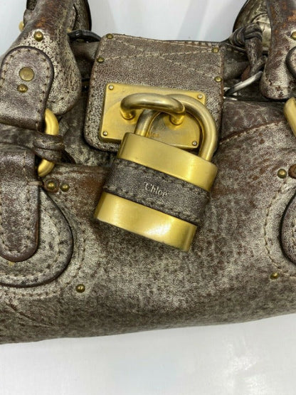 💎 Pre-owned Chloé Brown Leather Metallic Paddington Shoulder Bag – 14" x 7" 💎