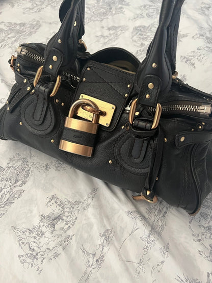 💎 Pre-owned Black Chloé Paddington Bag – Gold Hardware 💎
