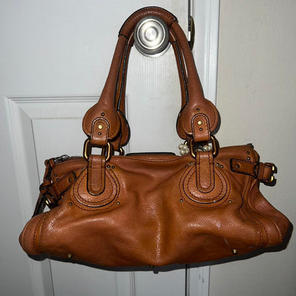 Authentic Chloé Paddington 2005 Cognac Brown Vintage Bag with Padlock and Key