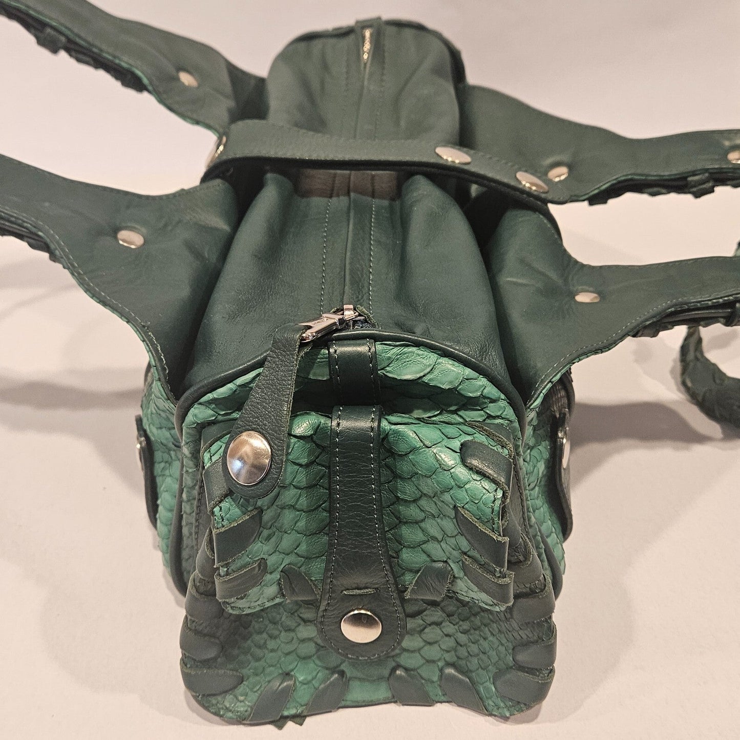 Authentic Vintage Chloe Python Leather Silverado Bag Green Rare Find