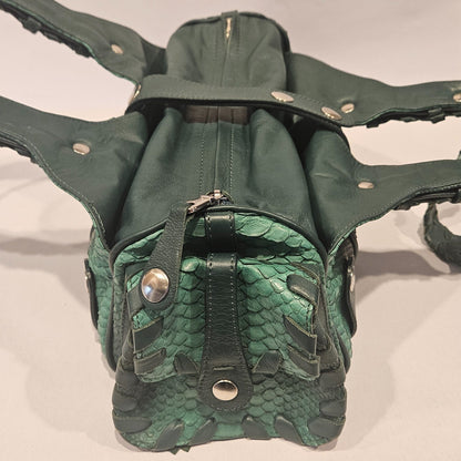 Authentic Vintage Chloe Python Leather Silverado Bag Green Rare Find