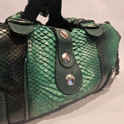Authentic Vintage Chloe Python Leather Silverado Bag Green Rare Find