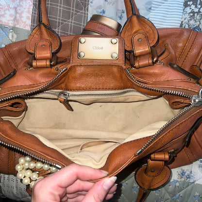 Authentic Chloé Paddington 2005 Cognac Brown Vintage Bag with Padlock and Key